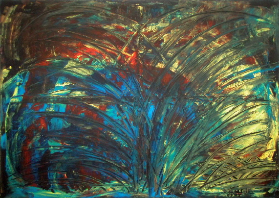  RAIN>FOREST - 16 - Night  - Acryl auf Lwd - 2025 - 70 x 100 cm